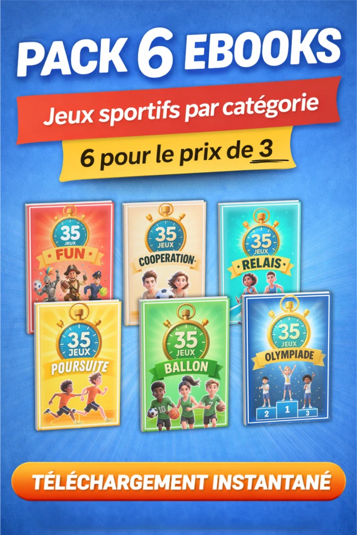 Pack 210 jeux sportifs - Coopération, Fun, Ballon, Relais, Poursuite.. et Olympiade !