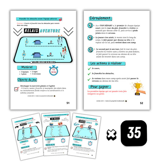 Exemple de fiche du livre Pack 210 jeux sportifs d'animation 6-12 ans à imprimer (PDF)